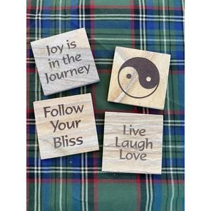 Set of 4 Yin Yang Good Vibes Cork-Backed Stone‎ Coasters